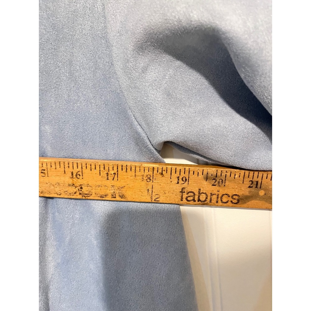 Feratelli Faux Suede Jacket Women Small Blue Asymmetrical Zip Moto Sharkbite Hem - Picture 5 of 7
